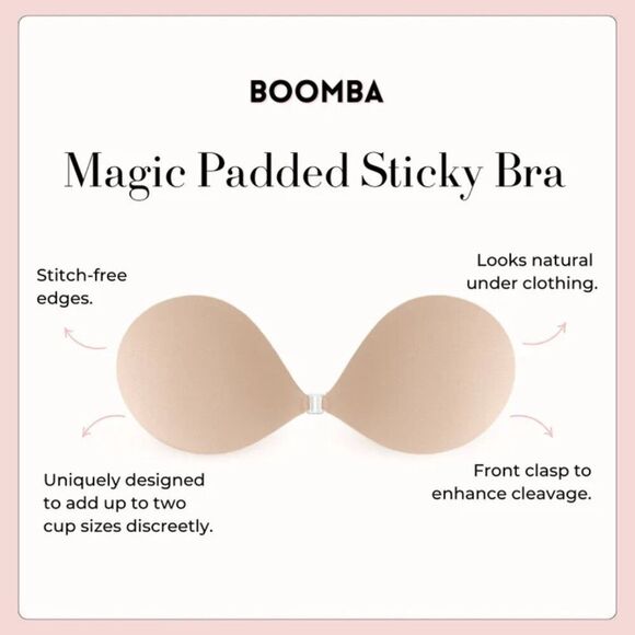 BOOMBA Magic Padded Sticky Bra Size F SAND 32G 34F 36E 38D 40C 42B - Picture 4 of 11